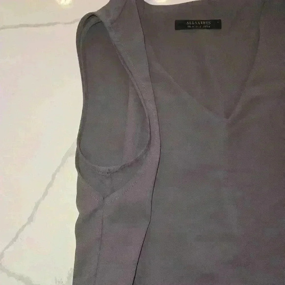 All Saints Taya Sleeveless V-Neck Pleated Dress Gray Womens Size 2 - Picture 5 of 9